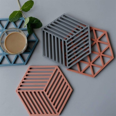 Spatlus Hexagon Reversible PVC Coaster Set(Pack of 4)