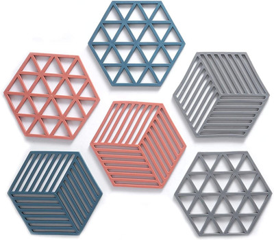 Spatlus Hexagon Reversible PVC Coaster Set(Pack of 6)