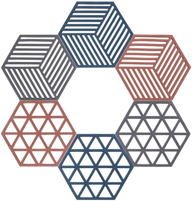Spatlus Hexagon Reversible PVC Coaster Set(Pack of 6)