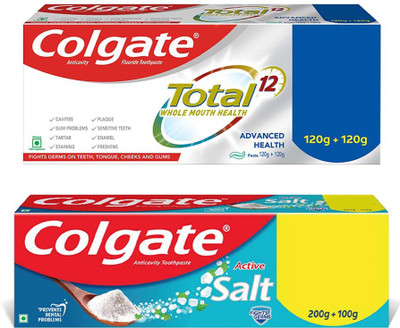 Colgate Total Advanced Health Toothpaste Saver Pack – 240 gm with Active Salt Saver Pack Toothpaste – 300 g (1 Items in the set)