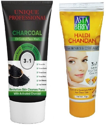 UNIQUE PROFESSIONAL 3 IN 1 CHARCOAL FACE WASH 100 ML + HALDI CHANDAN TURMERIC CREAM 50 GR PACK OF 1(2 Items in the set) UNIQUE PROFESSIONAL 3 IN 1 CHARCOAL FACE WASH 100 ML + HALDI CHANDAN TURMERIC CREAM 50 GR PACK OF 1(2 Items in the set)