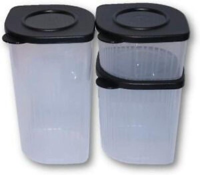 s.m.mart Plastic Fridge Container  - 500 ml, 1 L, 1.5 L(Pack of 3, Black, Clear)