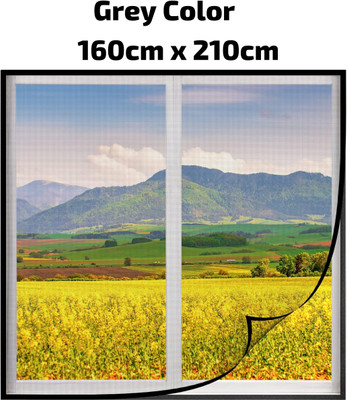 WNE Jaliwale Fibre Adults Washable 120 GSM Fiberglass Pre-Stitched Window Mosquito Net-Grey (Size - 160cm x 200cm) Mosquito Net(Grey, Frame Hung)