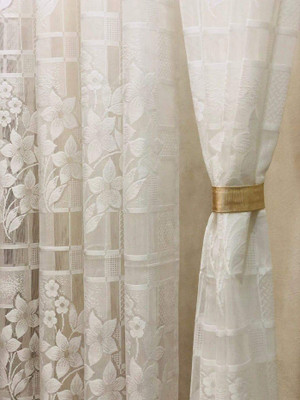 Migen 213 cm (7 ft) Door Polyester Semi Transparent Curtain (Pack Of 2)(White, Self Design)