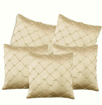 RADECOR Polyester Cushions Cover(40.64 cm*40.64 cm, Pack of 5, Cream)