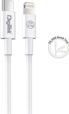 DIGITEK Lightning Cable 2 A 1 m C to Lightning Fast Sync & Charging for iPhone DC 1M C2LTC PD 27W(Compatible with iPhone, White, One Cable)