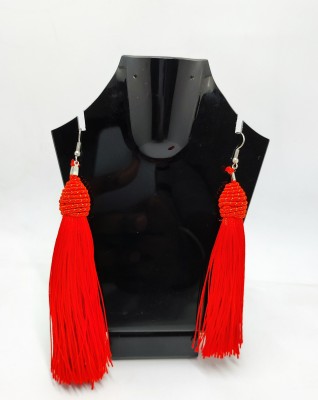 Creeknest Tassel Earring in Bleed Red Silk Earrings for Women & Girls Fabric Tassel Earring, Drops & Danglers, Ear Thread