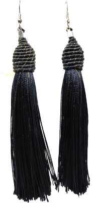 Creeknest Tassel Earring in Bleed Black Silk Earrings for Women & Girls Fabric, Silk Dori Tassel Earring, Drops & Danglers, Ear Thread