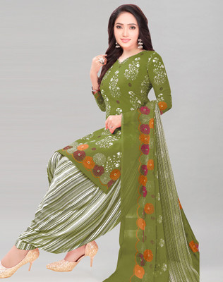 SIRIL Crepe Checkered, Floral Print, Printed, Geometric Print Salwar Suit Material