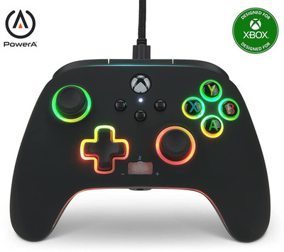 PowerA Officially Licensed PC Spectra Infinity Enhanced Wired Controller,Vivid USB  Gamepad(Black/LED, For Xbox Series X, Xbox Series S, Xbox One, Windows 10)