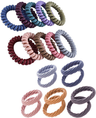 ASG 20 Pcs Elastic Hair Ties Ponytail Holder Matte & Cotton Hair Rubber Combo Set Rubber Band(Multicolor)