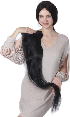 Ritzkart 5-Clip Remy 18 inch Natural Black Straight Style Original Human  Extension Hair Extension