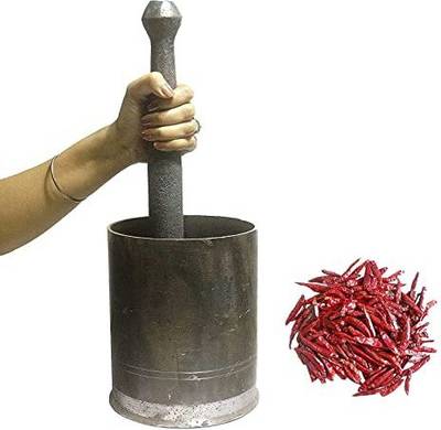 Dsom Iron or Imam dasta with Mortar and Pestle (Big Size, black Iron Masher