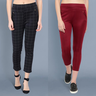 GRX Black, Maroon Jegging(Solid)