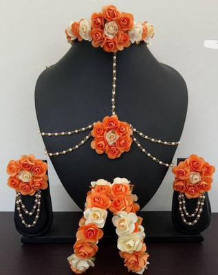 RAGABANDHA DESIGN STUDIO Fabric Orange, White, Beige Jewellery Set(Pack of 1)
