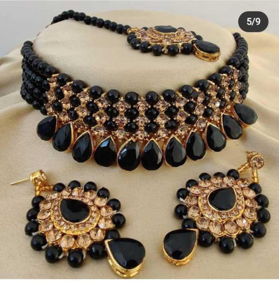 Kaima Brass Black Jewellery Set(Pack of 1)