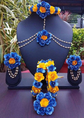 Arihant Shop Fabric Yellow, Blue, White Jewellery Set(Pack of 1)