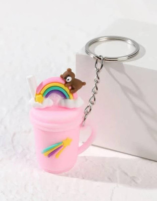 Tera13 Unicorn Rainbow Teddy on Sipper Heavy Quality Keyring Key Chain