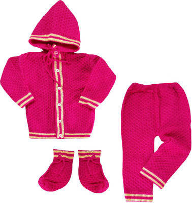 LITTLE PANDA Baby Boys & Baby Girls Casual Sweater Pyjama, Socks(Rani)