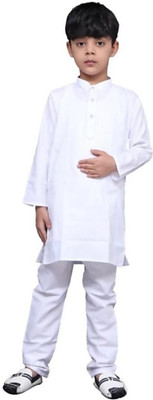 FMSE Boys Festive & Party Kurta and Pyjama Set(White Pack of 2)