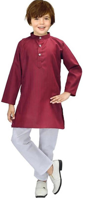 FMSE Boys Festive & Party Kurta and Pyjama Set(White Pack of 2)