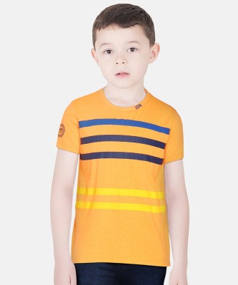 U.S. POLO ASSN. Boys Striped Pure Cotton T Shirt(Orange, Pack of 1)