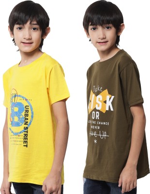 ANIXA Boys Printed Pure Cotton T Shirt(Multicolor, Pack of 2)