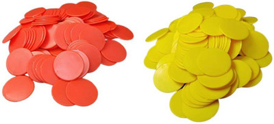 MOREL RED & YELLOW PLASTIC ROUND PLAIN TOKEN COIN CHIP FOR GAMES STORE CRAFT & PROJECT(Multicolor)