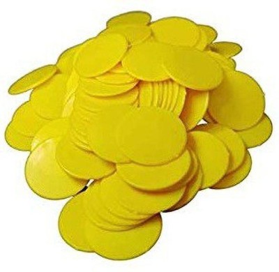 MOREL YELLOW PLASTIC ROUND PLAIN TOKEN COIN CHIP FOR SHOP GAMES, STORES, BANK, SCHOOL.(Yellow)