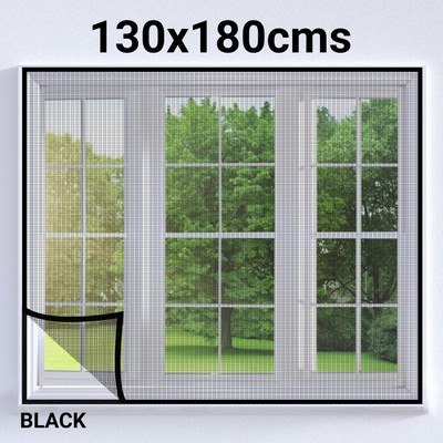 TurtleGrip Fibre Adults Washable Pre-Stitched Fiberglass Window Mosquito Net for All Types of Windows,120 GSM Mosquito Net(Black-130x180cms, Frame Hung)