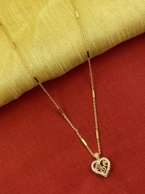 SATJEWEL Excellent Finished Heart Pendant Gold-Plated Necklace Chain For Women,Girls Gold-plated Plated Alloy Chain