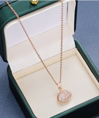 Royatto Latest Style Korean Rose Gold Pearl in Open Shell Oyster Pendant Pearl Gold-plated Plated Copper Necklace