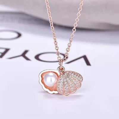 Royatto Lovely Scallop Fresh Water Pearl Necklace Fashion Jewellery 925 Gold Shell Pearl Gold-plated Plated Copper Necklace