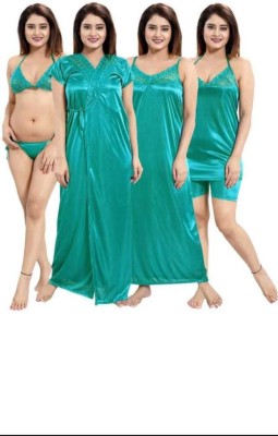 Cotovia Women Nighty Set(Green)