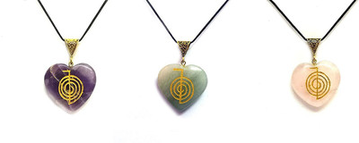 AIR9999 Green Aventurine Rose Quartz And Amethyst Cho Ku Rei Heart Shaped Pendant Crystal Pendant