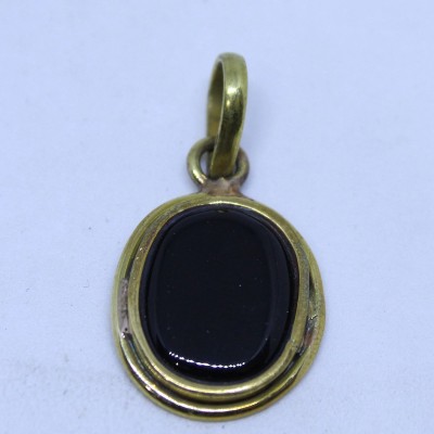 Jaipur Gemstone Natural and Original Hakik Stone Pendant For Girls Gold-plated Agate Copper