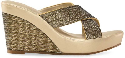 ROCIA Women Wedges(Gold , 4)