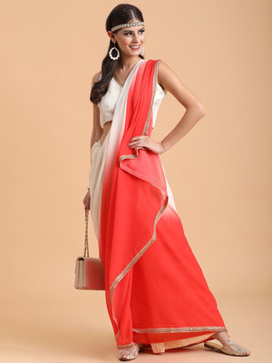 Sangria Dyed Bollywood Georgette Saree(Red)