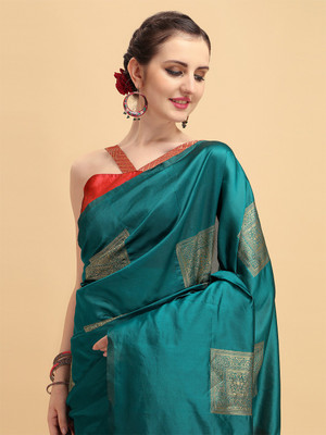 Sangria Woven Banarasi Silk Blend Saree(Blue)