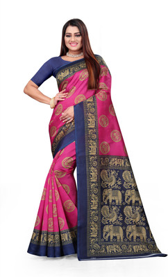 Samai Printed Bhagalpuri Art Silk Saree(Pink)