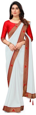 GAVUBAA Solid/Plain Daily Wear Art Silk Saree(White)