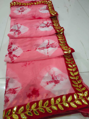 KHATRI AND SONS Dyed Bandhani Chiffon Saree(Pink)