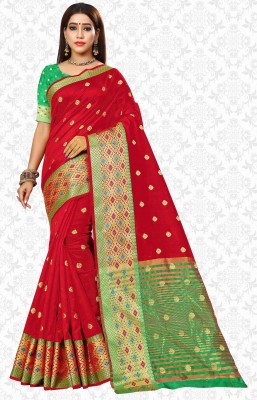 Divastri Woven Kanjivaram Cotton Silk Saree(Red)