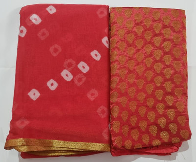 REBOOT FASHIONS Printed Bandhani Chiffon Saree(Red)