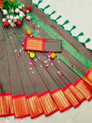 Juhi Collection Woven Daily Wear Art Silk, Cotton Silk Saree(Green)
