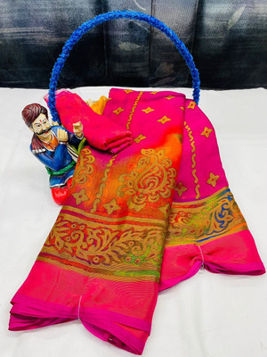 Om Enterprise Printed Daily Wear Brasso Saree(Orange)