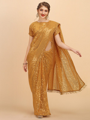 Sangria Embellished Bollywood Georgette Saree(Cream)