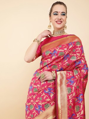 Sangria Woven Banarasi Silk Blend Saree(Pink)