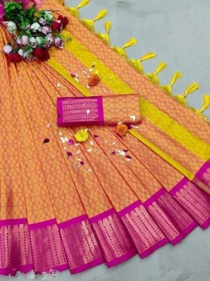 VRINDITA FASHION Woven Daily Wear Art Silk, Cotton Silk Saree(Yellow)