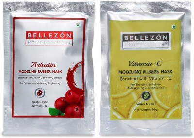 Bellezon professional Arbutin and Vitamin C Modelling Rubber Mask Pack of 2 | Face Mask(60 g)